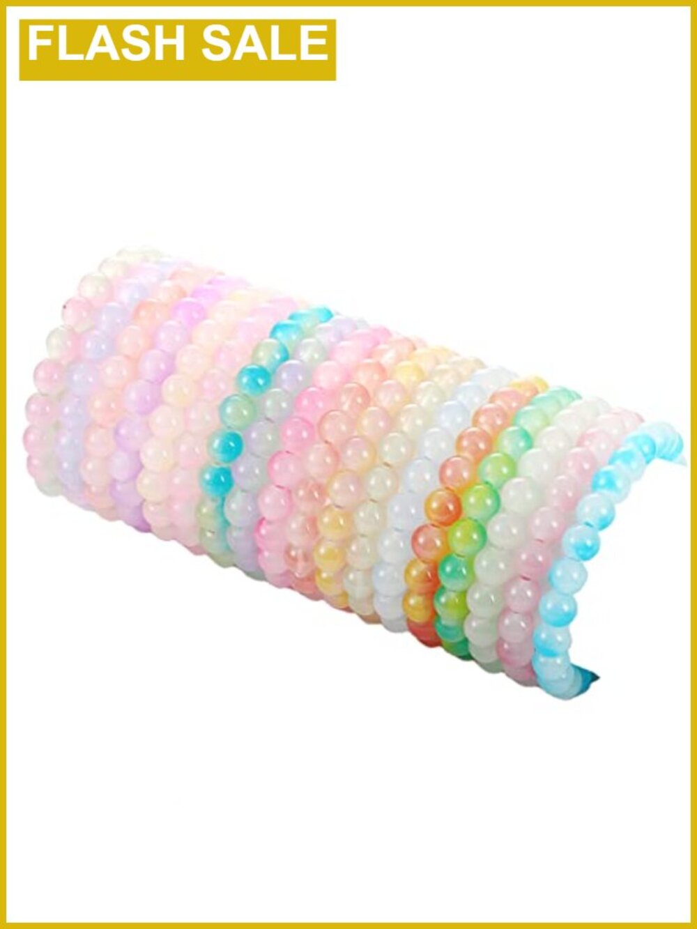 18pc Glass Beaded Stretch Bracelet Set 8mm Round Beads